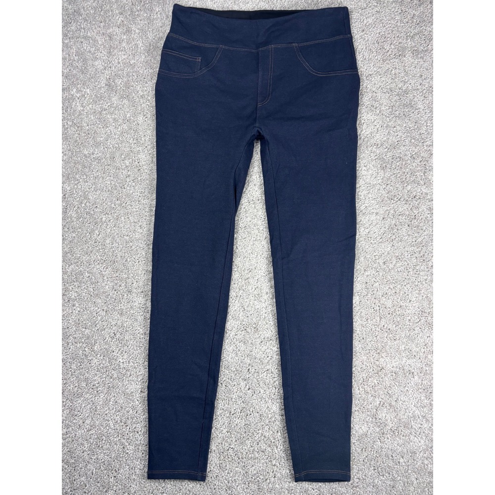 SPANX Red‎ Hot Leggings Pants Dark Wash Denim Look Elastic Waist XL TG